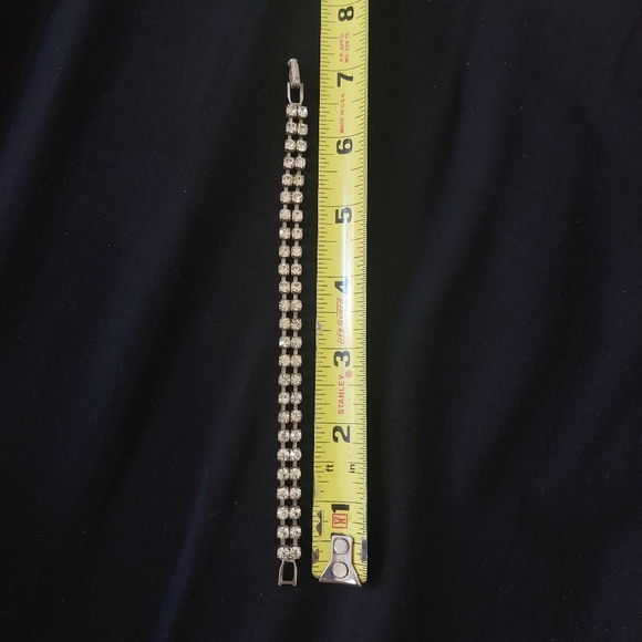 Vintage Silver And Rhinestone Double Strand Tennis! - Picture 3 of 4